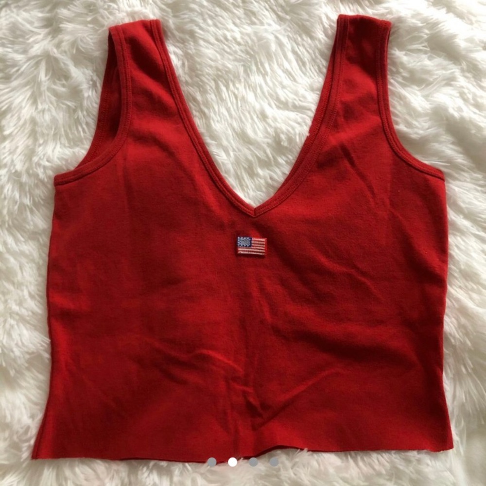 Cropped Red Tank Top American Flag